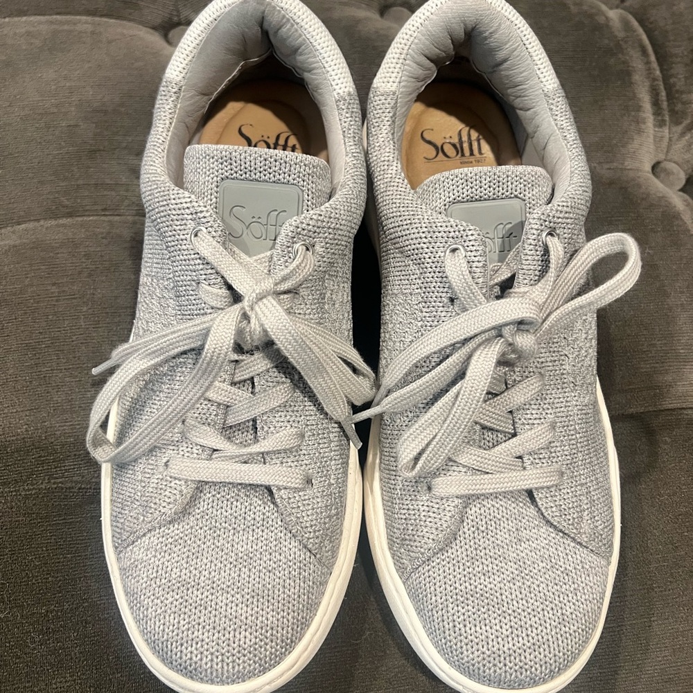 Sofft Light Gray Knit Lace-Up Sneakers